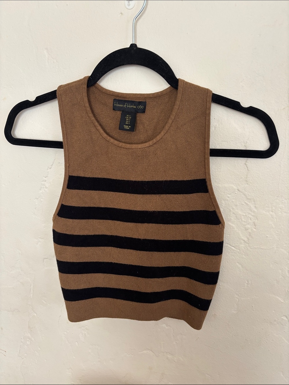House of Harlow 1960 Brown and Black Striped Knit Tank